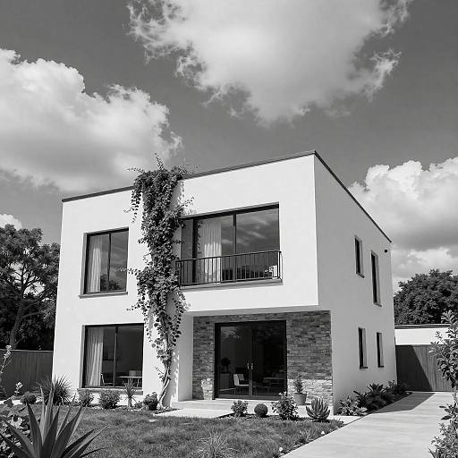 Photorealistic Modern Villa Surrounded by Vines