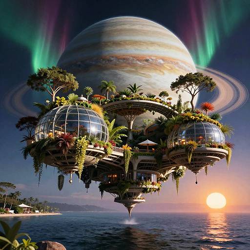 Floating Botanical Arcology on Exoplanet