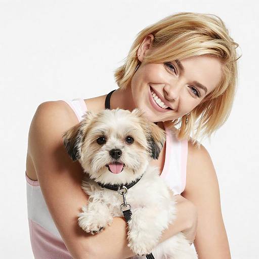 Cheerful Woman with Adorable Dog