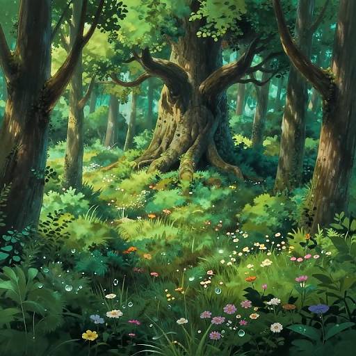 Whimsical Aerial Woodland Illustration