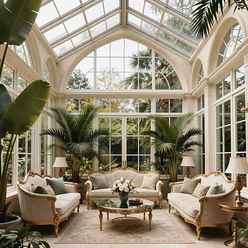 Elegant Winter Villa Conservatory with Palm Plants
