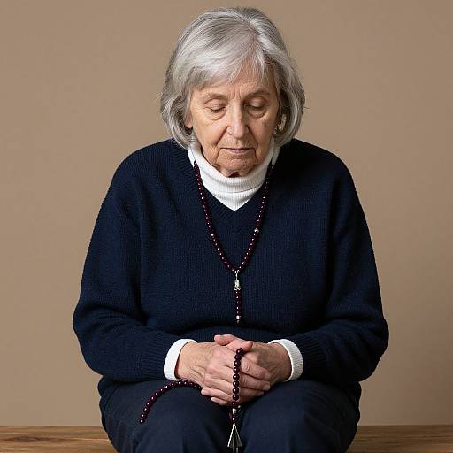 Elderly Woman in Thoughtful Pose