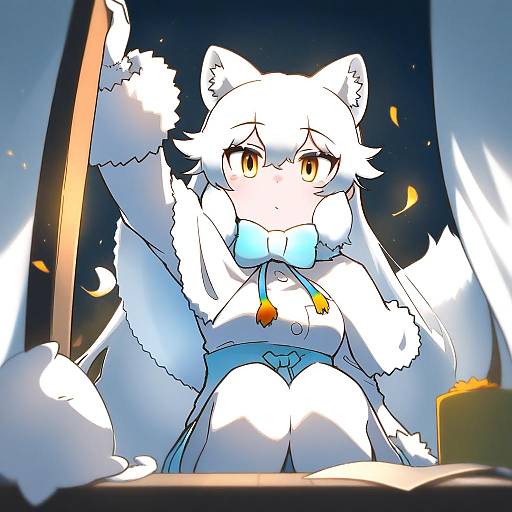 Illustration of Arctic fox (kemono friends), kemono friends in the style of Ma rukan