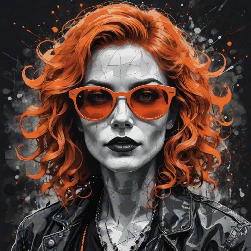 Edgy Ink Portrait of a Redhead Woman Edgy Ink Portrait of a Redhead Woman