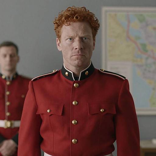 Redheaded Officer in Red Military Uniform