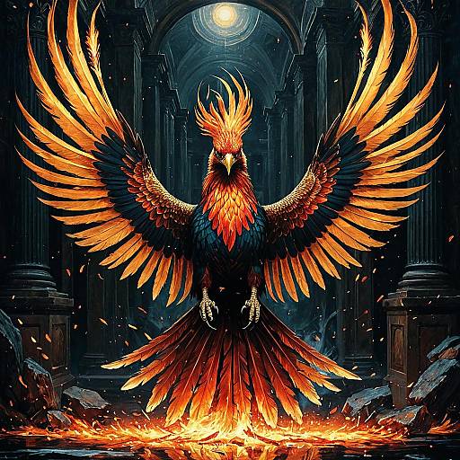 Mythological Phoenix with Glowing Ember Feathers