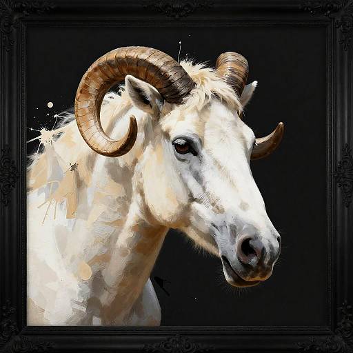 Bold Ram Head with Abstract Splatters