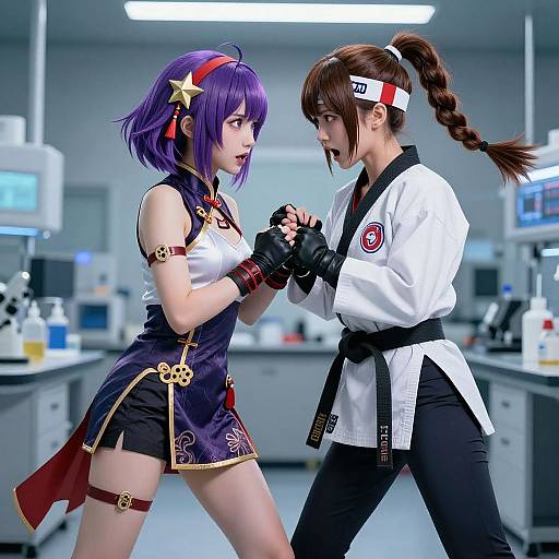 Conjoined Twin Girls in Stylish Battle