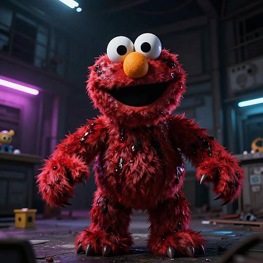 Sinister Killer Elmo Puppet Horror