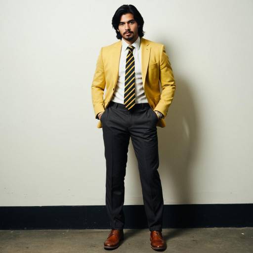 Stylish man in yellow blazer and striped tie