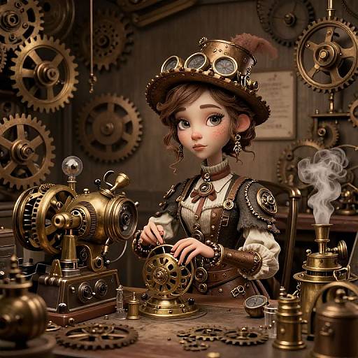 Whimsical Steampunk Inventor Lina