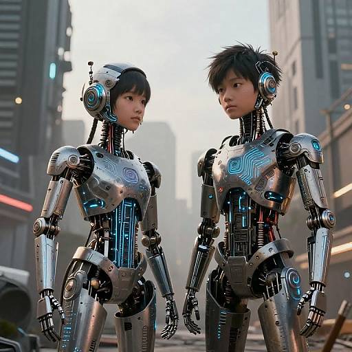 AI Siblings Rebuild Post-Apocalyptic City