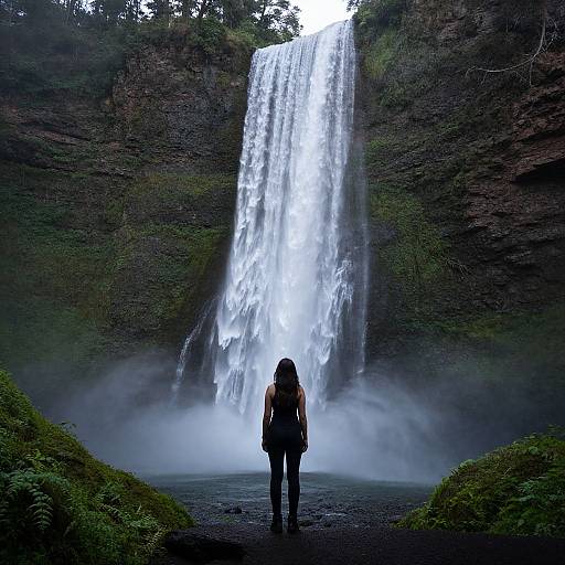 Woman Gazing at Sahalie Falls