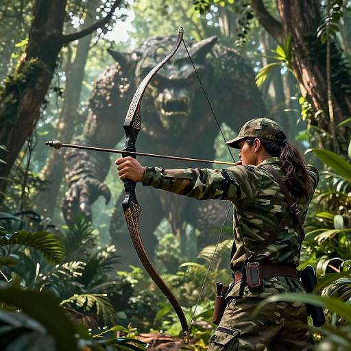 Agile Jungle Hunter with High-Tech Bow