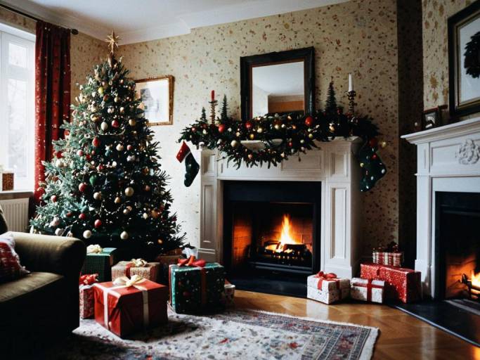 Cozy Christmas Room with Tree and Gifts