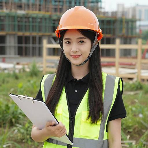 Female Construction Worker with Clipboard