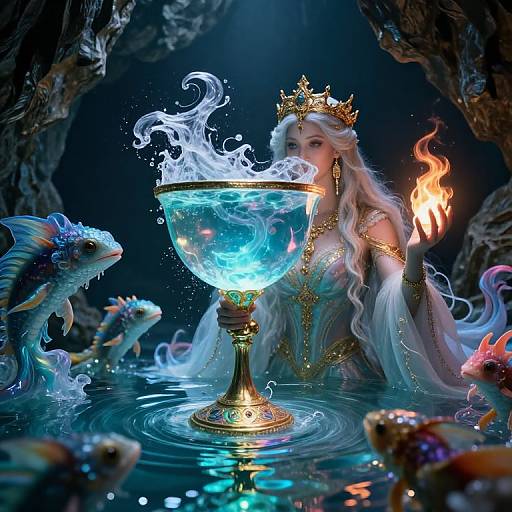 Regal Figure with Ethereal Goblet