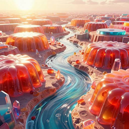 Cyberpunk Glowing Jam Rivers 3D Render