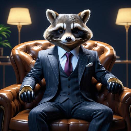 Anthropomorphic Raccoon in Business Suit