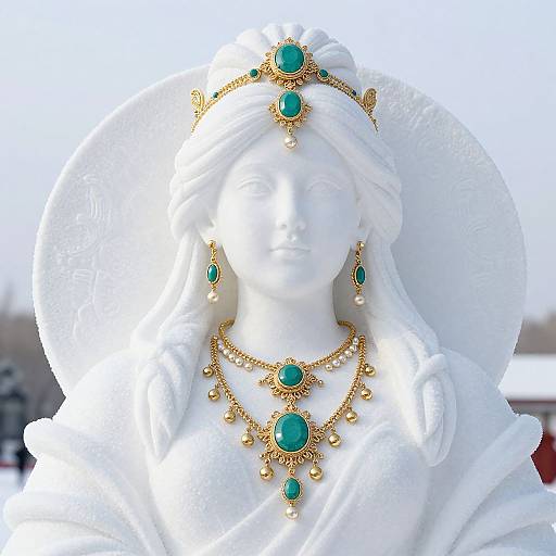 Snow Sculpture of Jeweled Woman