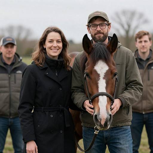 People with Brown Horse Outdoors