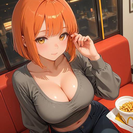 Illustration of Mother (yoru mac), mcdonald's in the style of A-ka