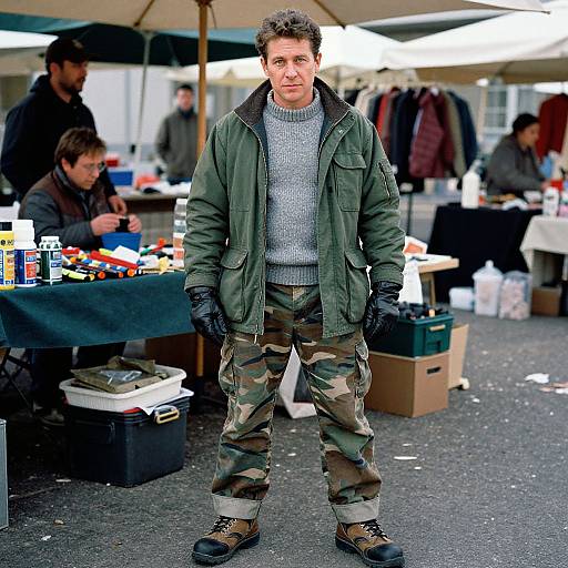 Man in Outdoorsy Market Scene