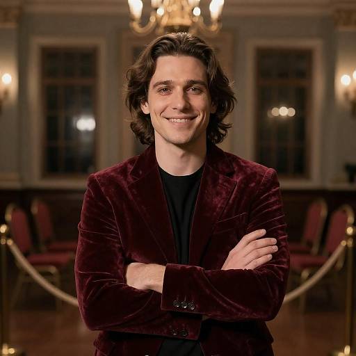 Smiling Man in Velvet Jacket Portrait