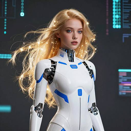 Futuristic AI Blonde Humanoid Portrait