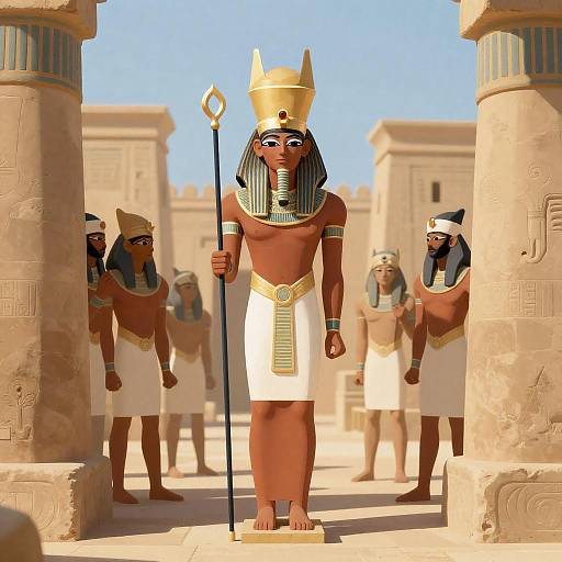 Ancient Egyptian Scene with Central Figure