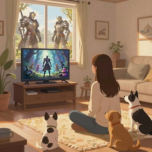 Cozy Living Room with Fantasy Elements