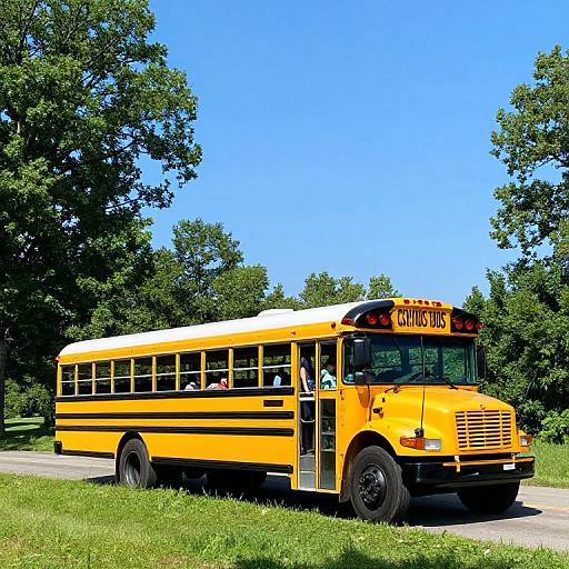 Vintage Yellow School Bus on Hillside