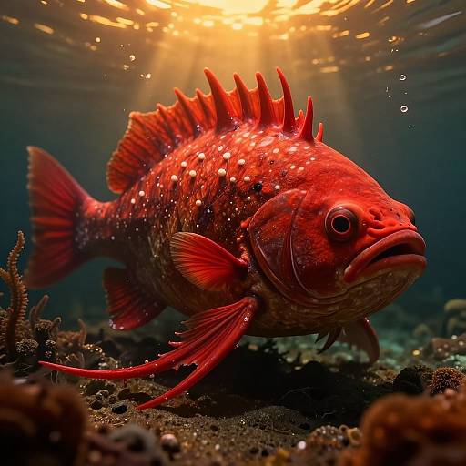 Hyperrealistic Red Underwater Monster