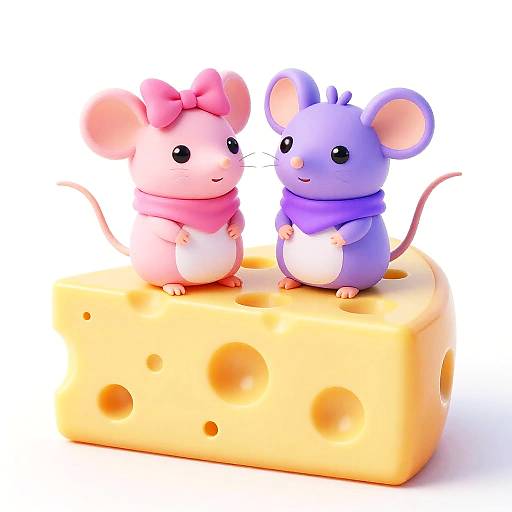 Whimsical Cartoon Mice on Cheese