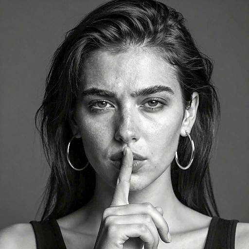 Serious Woman in Black and White