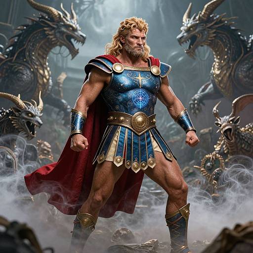 Fantasy Hercules in Vibrant Warrior Attire