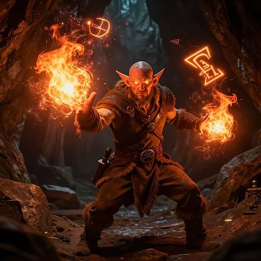 Halfling Sorcerer Casting Fireballs