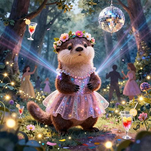 Whimsical Otter in Enchanted Forest