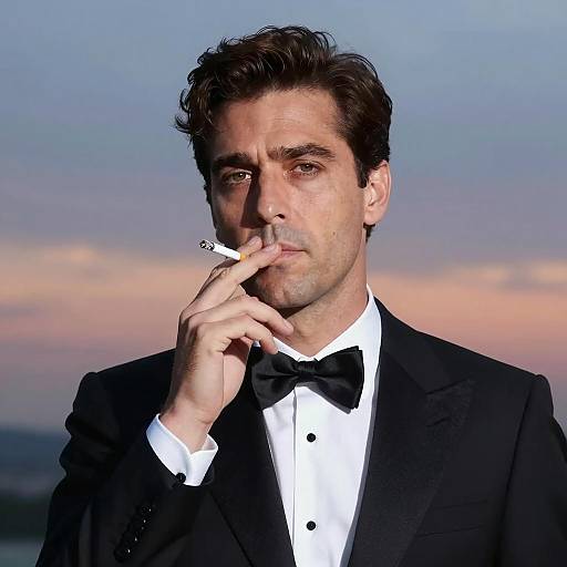 Elegant Man Against Abstract Sunset