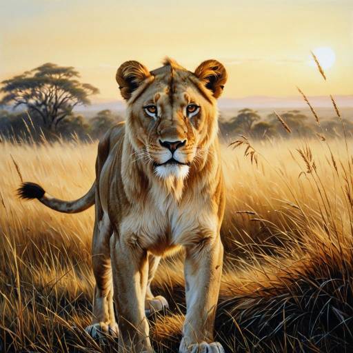 Majestic Lioness in Dawn's Embrace