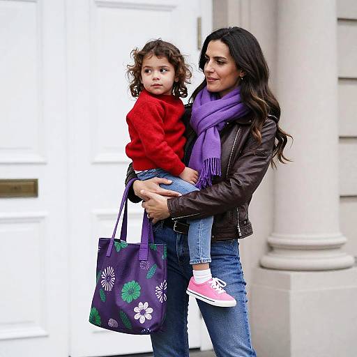 Mother Holding Daughter Outdoors
