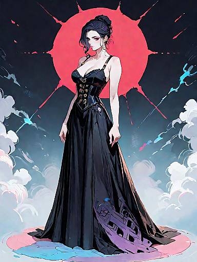 Dark Fantasy Woman in Edgy Maxi Dress