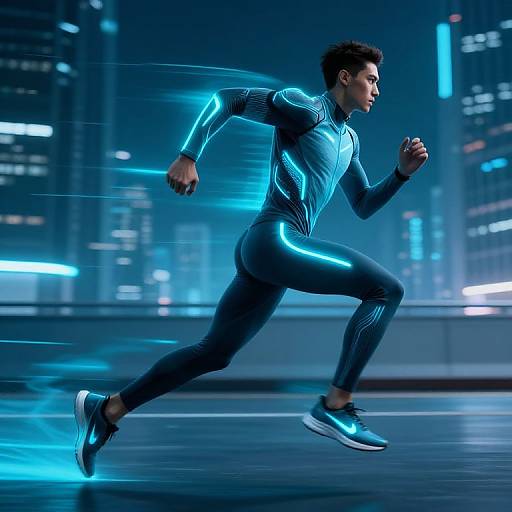 Nike Tech Cyan Athlete in Futuristic City