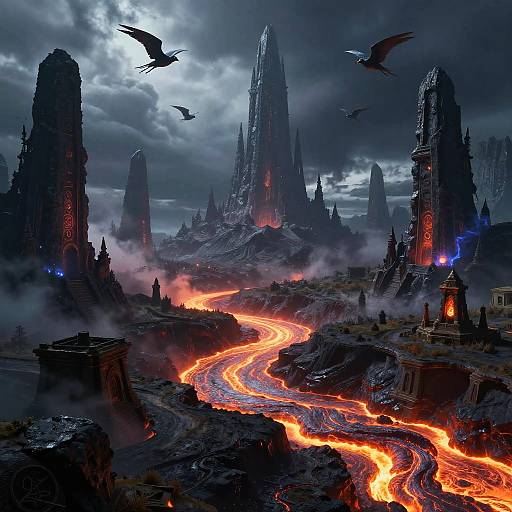 Volcanic Fantasy Landscape with Magic