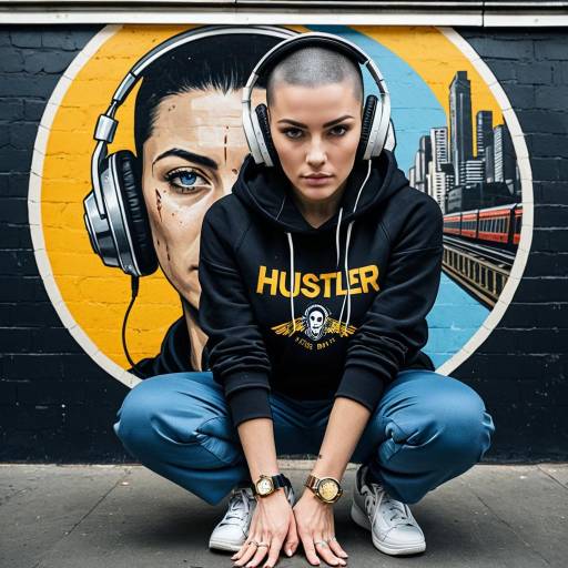 Urban Female Hustler Portrait with Headphones