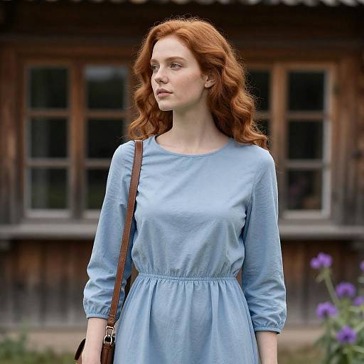 Red-haired Woman by Rustic Window