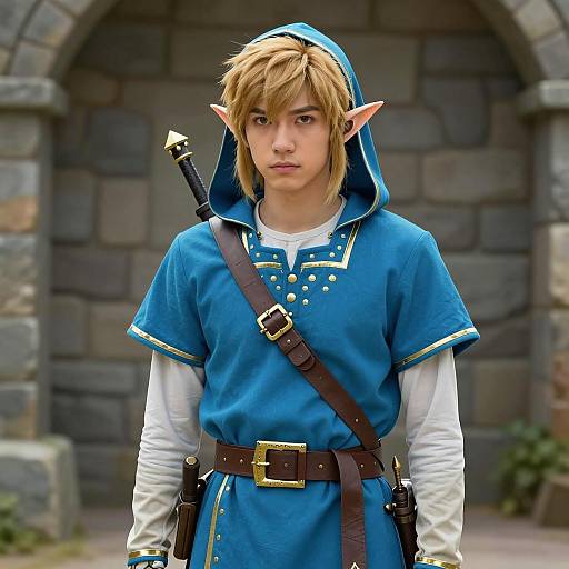 Young Elf in Blue Link Costume