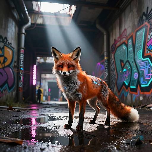 Quantum-Enhanced Cyberpunk Fox Saboteur