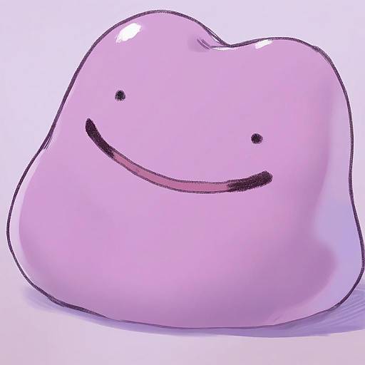 Illustration of Ditto, pokemon in the style of Kawakami rokkaku