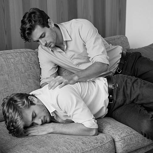 Intimate Moment on a Vintage Couch